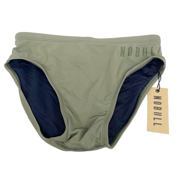 NoBull Men's Olive Green Stretch Lined Swim Briefs Size Medium - Picture 2 of 5